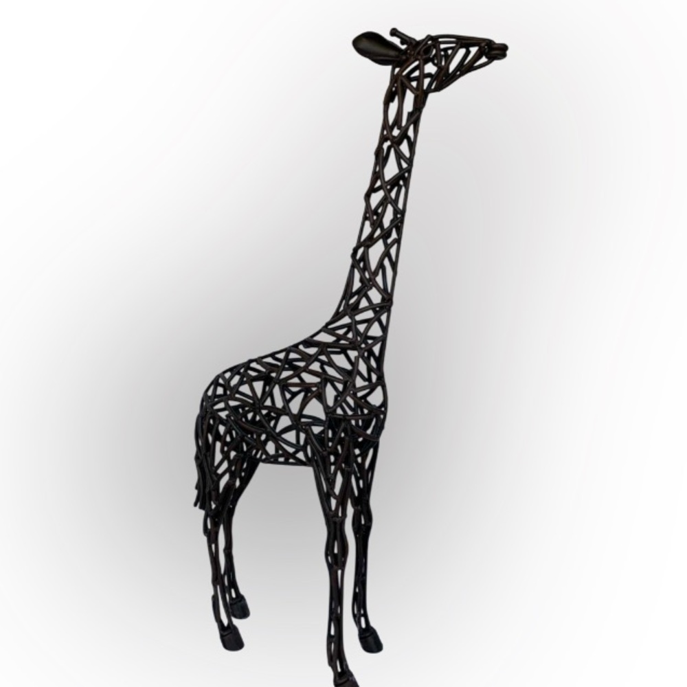 A One of a Kind Work of Art: African Giraffe Metal Sculpture 24 inches.